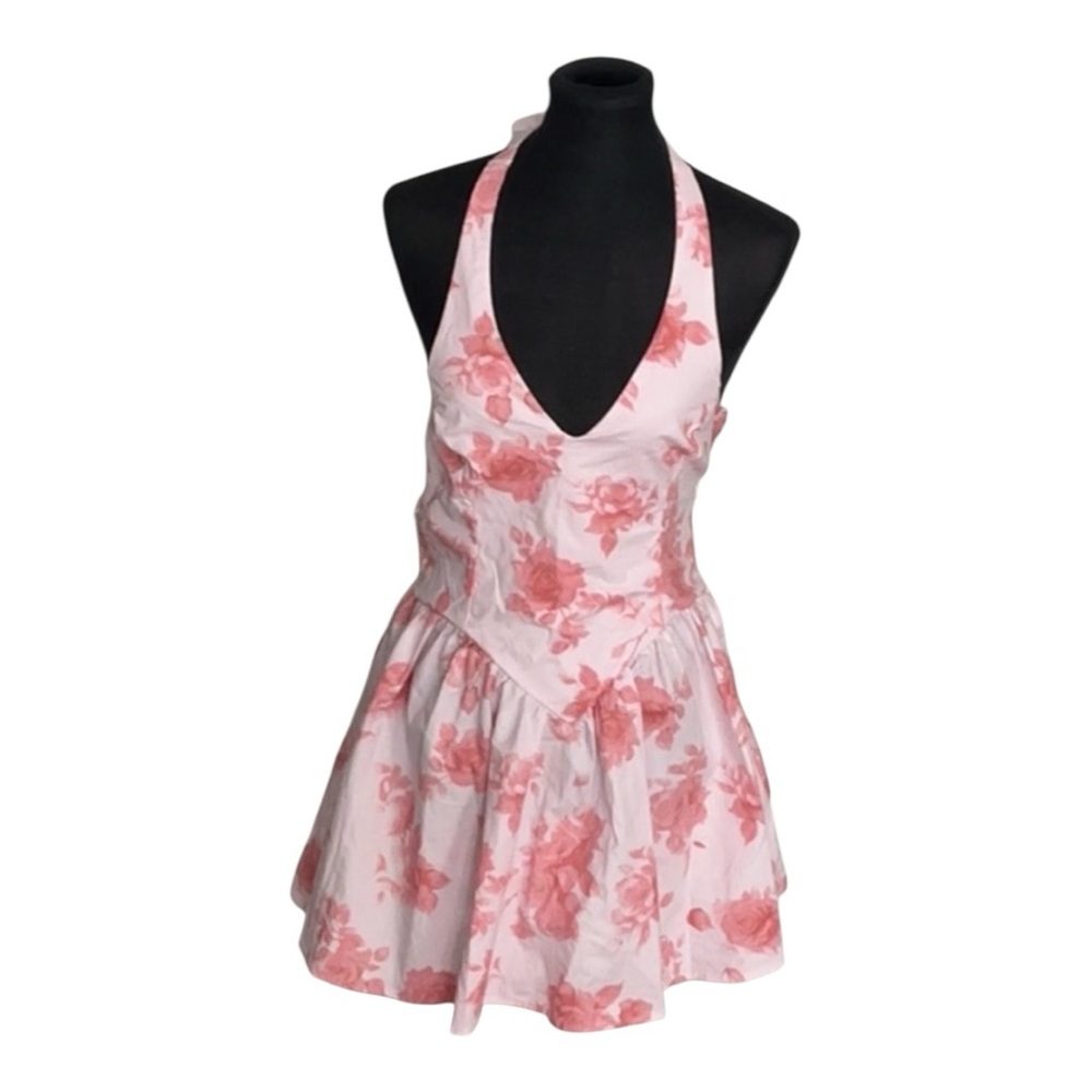 Pink Floral Halter Dress